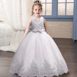 3-12 Year Old Children's Dress Embroidered Bow Lace Wedding Dress Girl Princess Dress for Birthday Party Evening Dress