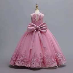 3-12 Year Old Children's Dress Embroidered Bow Lace Wedding Dress Girl Princess Dress for Birthday Party Evening Dress