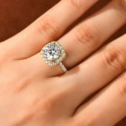 Rrjzz 8mm D Color Halo Round Moissanite Engagement Ring for Women 2CT VVS1 Lab Imitation Diamond Wedding Rings GRA Jewelry Gifts