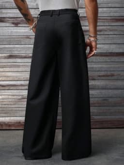Spring/Summer Men's Solid Woven Pants, Zipper Decor, High Waist, Loose Wide Leg, Casual & Formal Suit Trousers for Daily Commute