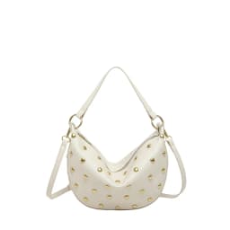 Fashion Retro Punk Women Hobo Bag,Black Leather-Look Shoulder Bag With Gold Studs, Large Capacity Daily Travel Crossbody Handbag