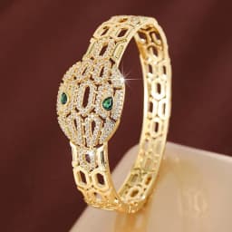 Creative Multi-Purpose Hollow Wide-Face Snake-Shaped Gemstone Bracelet Made Of Zirconium For Women As A Festive Gift