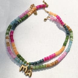 (optional letters) Bohemian classic rainbow color personalized customized bead separated handmade choker necklace