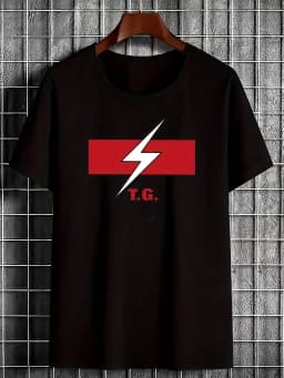 2026 Throbbing Gristle TG Industrial Music Band Logo T-Shirt - Black with Red Lightning Design - Heavy Electronic Style Fan Excl