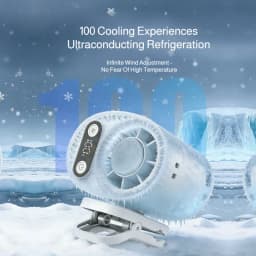 Semiconductor Cooling Clip on Fan Intelligent Digital Display 100 Adjustable Speeds Portable USB Desk Fan for Home Office Car