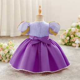 Toddler Hair Princess Rapunzel Party Baby Girl Dresses Carnival Flower Kids 1st Birthday Dress for Girls Bow Wedding Gown ASQ03