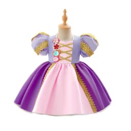 Toddler Hair Princess Rapunzel Party Baby Girl Dresses Carnival Flower Kids 1st Birthday Dress for Girls Bow Wedding Gown ASQ03