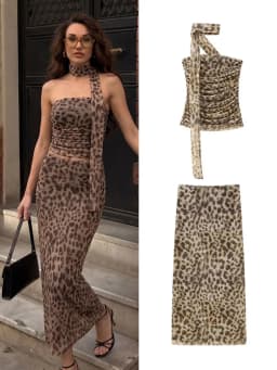 HH Leopard Printed Midi Skirt Sets For Women New Fashion Corsets Top Women's Suit 2 Piece Set Women Outfit Streetwear
