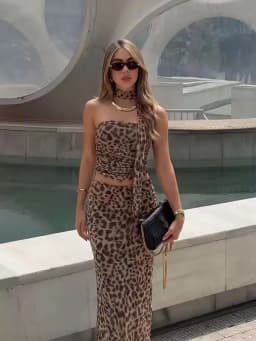 HH Leopard Printed Midi Skirt Sets For Women New Fashion Corsets Top Women's Suit 2 Piece Set Women Outfit Streetwear