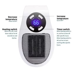 Plug In Portable Electric Heater Mini Radiator Wall Room Heater Remote Control Home Appliance Hand Warmer Machine 500W