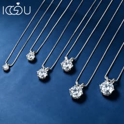 IOGOU Certified Classic 0.5CT-5CT D Moissanite Pendant Necklace Adjustable Chain for Women 5mm-11mm Imitation Diamond Jewelry