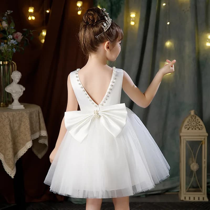 2-10 Years New Girls Princess Dress Summer Tulle Big Bow Girls Wedding Dress Piano Performance Costume Host Costume Kids Clothes