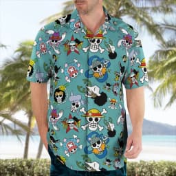 Summer Men's One Piece Hawaiian Shirt Monkey D Luffy Graphic Short Sleeve Casual Anime Kids Clothes Tropical Beach Holiday Tops