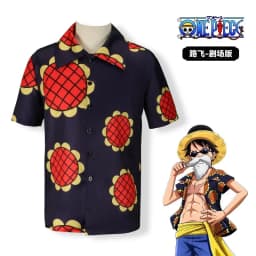 Summer Men's One Piece Hawaiian Shirt Monkey D Luffy Graphic Short Sleeve Casual Anime Kids Clothes Tropical Beach Holiday Tops