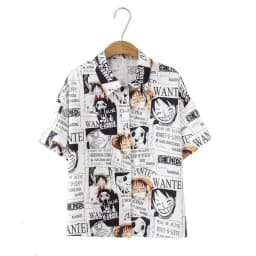 Summer Men's One Piece Hawaiian Shirt Monkey D Luffy Graphic Short Sleeve Casual Anime Kids Clothes Tropical Beach Holiday Tops