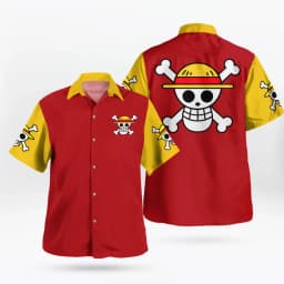 Summer Men's One Piece Hawaiian Shirt Monkey D Luffy Graphic Short Sleeve Casual Anime Kids Clothes Tropical Beach Holiday Tops