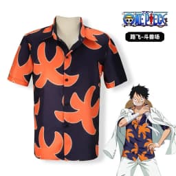 Summer Men's One Piece Hawaiian Shirt Monkey D Luffy Graphic Short Sleeve Casual Anime Kids Clothes Tropical Beach Holiday Tops