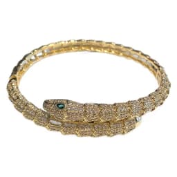 Cool Punk Snake Bangle with Green Eyes - Vintage Realistic Scale Cuff - Perfect Gothic Gift for Her - Party & Daily Wear Jewelry