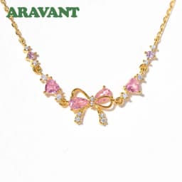 ARAVANT 925 Silver 18K Gold Bow Pink Zircon Bracelet Chains For Women Charm Jewelry
