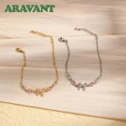 ARAVANT 925 Silver 18K Gold Bow Pink Zircon Bracelet Chains For Women Charm Jewelry