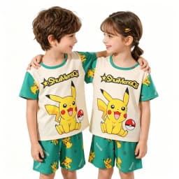 Animal Cartoon Boys Summer Pikachu Pajamas Sets Kids Summer Tops + Shorts Cartoon Sleepwear Pyjamas Toddler Kids Clothes Suits
