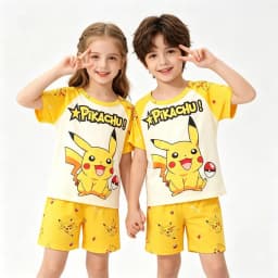 Animal Cartoon Boys Summer Pikachu Pajamas Sets Kids Summer Tops + Shorts Cartoon Sleepwear Pyjamas Toddler Kids Clothes Suits