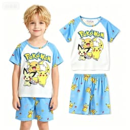 Animal Cartoon Boys Summer Pikachu Pajamas Sets Kids Summer Tops + Shorts Cartoon Sleepwear Pyjamas Toddler Kids Clothes Suits