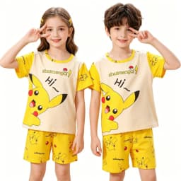 Animal Cartoon Boys Summer Pikachu Pajamas Sets Kids Summer Tops + Shorts Cartoon Sleepwear Pyjamas Toddler Kids Clothes Suits