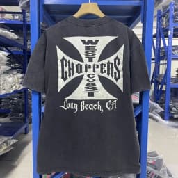 Retro Biker Style Y2k Vintage West Coast Choppers Printed Washing T-Shirt Women Cotton Breathable Loose Fit Casual Streetwear