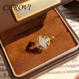Minimalist 925 Sterling Silver Octagonal Millennium Rose Petal Ring, Light Luxury Gemstone Open Women's Ring, Diamond Ring