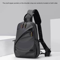 Men's Minimalist Chest Bag PU Film Waterproof Shoulder Bag New Fashionable and Casual Travel Portable Commuting Crossbody Bag