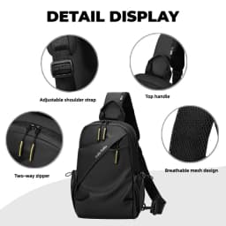 Men's Minimalist Chest Bag PU Film Waterproof Shoulder Bag New Fashionable and Casual Travel Portable Commuting Crossbody Bag