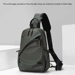 Men's Minimalist Chest Bag PU Film Waterproof Shoulder Bag New Fashionable and Casual Travel Portable Commuting Crossbody Bag
