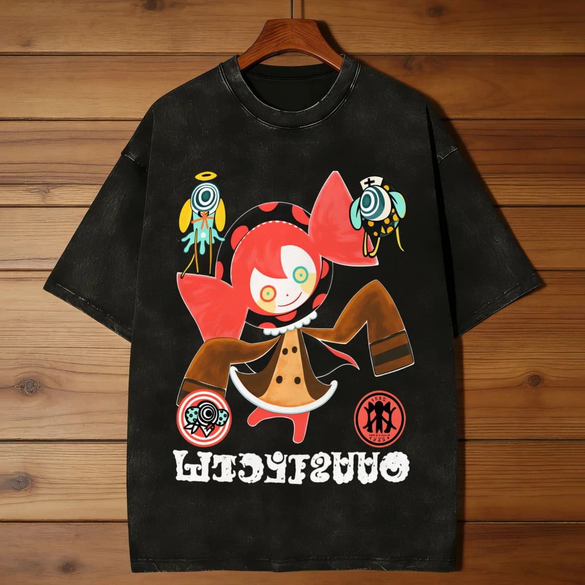 Mahou Shoujo Magi Madoka Magica Men's T Shirts Washed Novelty Tees Short Sleeve Round Collar T-Shirts Cotton Unique Clothing