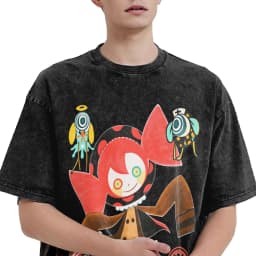Mahou Shoujo Magi Madoka Magica Men's T Shirts Washed Novelty Tees Short Sleeve Round Collar T-Shirts Cotton Unique Clothing
