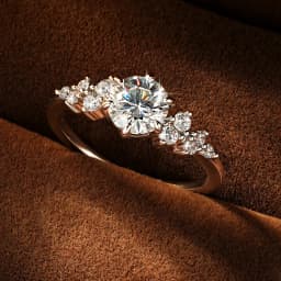 Rrjzz 6.5mm 1CT Round D-Color Moissanite Wedding Ring for Women GRA Certified Six-Prong Starburst Engagement Ring Jewelry Gift