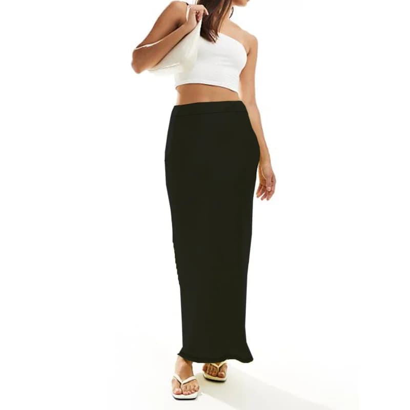 Women's Regular Fit Skirt 2026 Solid Color Elastic Waist Casual Office Elegant Slimming Skirt