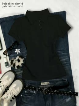 Y2K White Waisted Polo Shirt Summer New Slim Fit Tees