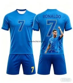 Hot Selling Fashion Summer AI # Ronaldo #7 Adult Football Short Sleeved T-shirt+shorts Children's Adult Parent-child Outfit Set