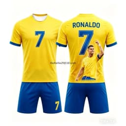 Hot Selling Fashion Summer AI # Ronaldo #7 Adult Football Short Sleeved T-shirt+shorts Children's Adult Parent-child Outfit Set