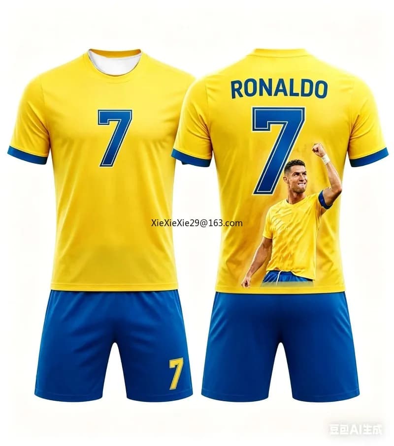 Hot Selling Fashion Summer AI # Ronaldo #7 Adult Football Short Sleeved T-shirt+shorts Children's Adult Parent-child Outfit Set