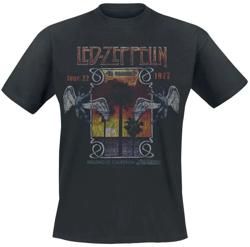 Inglewood Led Zeppelin Band T-Shirt 100% Cotton Graphic Tee Men Women Summer Streetwear Top