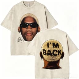 Washed Vintage Dennis Rodman Big Face Graphic T-shirt The Worm T-shirts Men Women Fashion Hip Hop Oversized T Shirts Streetwear
