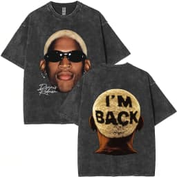 Washed Vintage Dennis Rodman Big Face Graphic T-shirt The Worm T-shirts Men Women Fashion Hip Hop Oversized T Shirts Streetwear