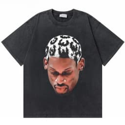 Washed Vintage Dennis Rodman Big Face Graphic T-shirt The Worm T-shirts Men Women Fashion Hip Hop Oversized T Shirts Streetwear