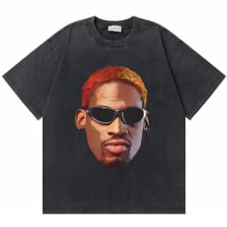 Washed Vintage Dennis Rodman Big Face Graphic T-shirt The Worm T-shirts Men Women Fashion Hip Hop Oversized T Shirts Streetwear