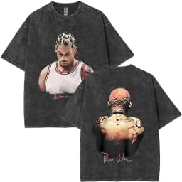 Washed Vintage Dennis Rodman Big Face Graphic T-shirt The Worm T-shirts Men Women Fashion Hip Hop Oversized T Shirts Streetwear