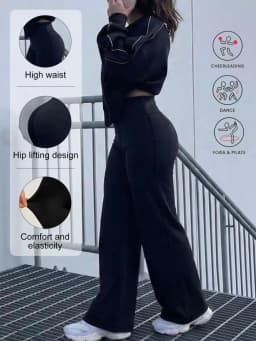 Ladies Casual Straight Leg Wide Leg Trousers Skin Friendly Polyester Pants Suitable Commute Travel Fitness Running Outer Wear