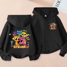Sprunki Rhythm Box Children's Zipper Hoodie, Unisex Cartoon Jacket for Boys and Girls, Fashion Trendy