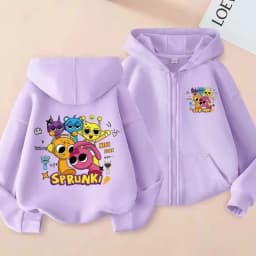 Sprunki Rhythm Box Children's Zipper Hoodie, Unisex Cartoon Jacket for Boys and Girls, Fashion Trendy